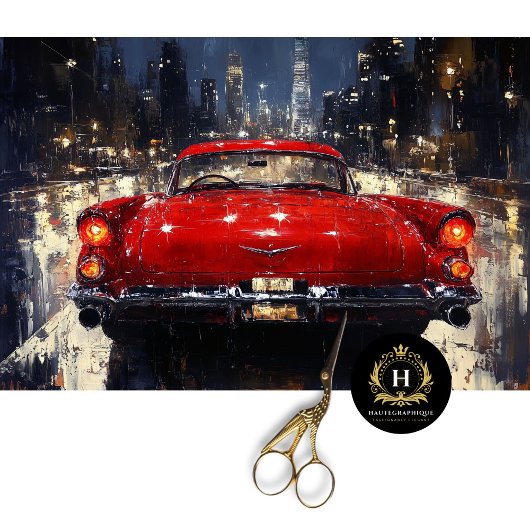 Red Vintag Classic Car Decoupage Seidenpapier