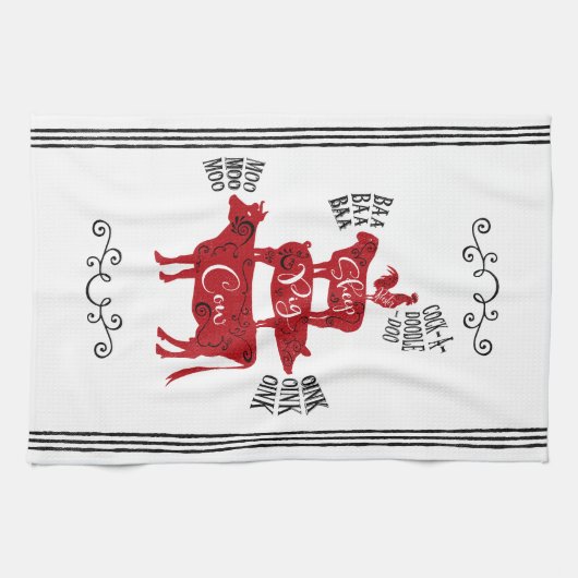 Red Vintag Farm Geschirrtuch (Horizontal)