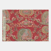 Red Vintag French Textiles Geschenkpapier Set (Vorderseite)