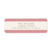 Red Vintag Gingham Christmas Address Labels (Vorne)