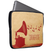 Red Vintag Gramophon Laptop Sleeve (Vorne Rechts)