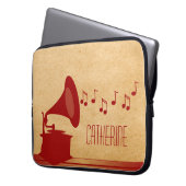 Red Vintag Gramophon Laptop Sleeve (Vorderseite Links)