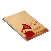 Red Vintag Gramophon Notebook Notizblock (Rechte Seite)