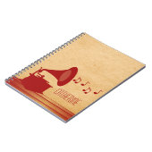 Red Vintag Gramophon Notebook Notizblock (Linke Seite)