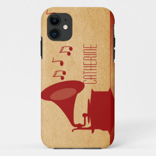 Red Vintag Gramophone BT ID iPhone 5 Fall 11 Hülle