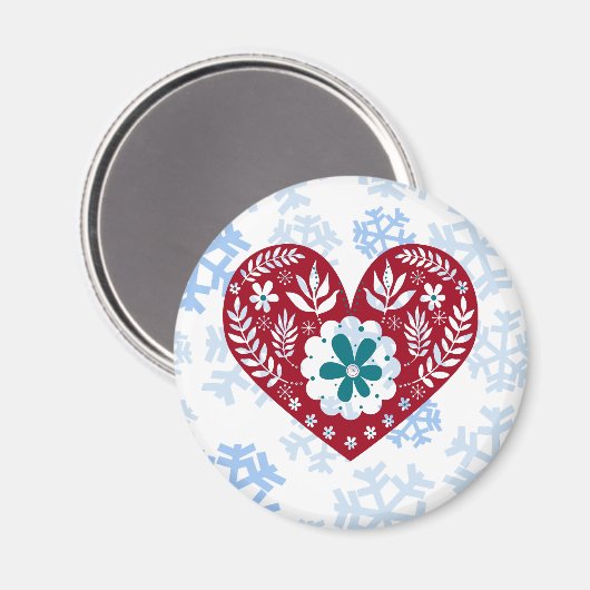 Red Vintag Heart Holiday Liebe Magnet (Vorderseite/Rückseite)