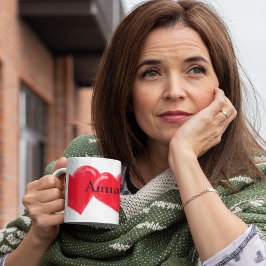 Red Vintag Heart Name Two-Tone Coffee Tasse