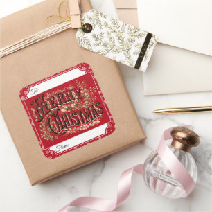 Red Vintag Merry Weihnachtsgeschenke Label Sticker