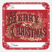 Red Vintag Merry Weihnachtsgeschenke Label Sticker (Vorderseite)