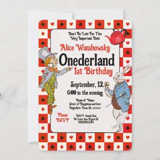 Red Vintag Onederland Rabbit Hatter 1. Geburtstag