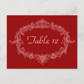 Red Vintag Oval Hochzeitsempfang Tischnummer (Vorderseite)