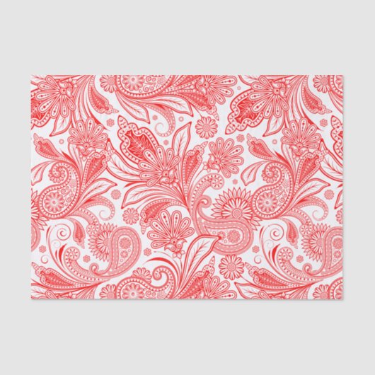 Red Vintag Paisley Pattern Seidenpapier (Vorderseite)