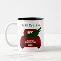 Red Vintag Pick up Truck & Christmas Tree