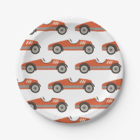 Red Vintag Race Car Birthday Paper Teller