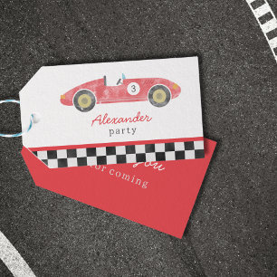 Red Vintag Race Car Geburtstag Geschenkanhänger