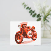 Red Vintag Racing Motorrad Postkarte (Stehend Vorderseite)