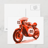 Red Vintag Racing Motorrad Postkarte (Vorne/Hinten)