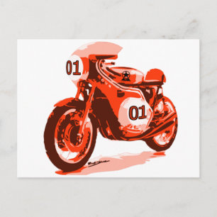 Red Vintag Racing Motorrad Postkarte