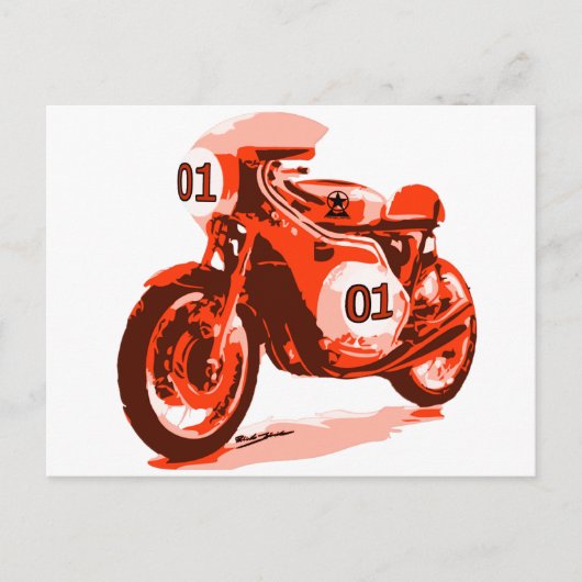 Red Vintag Racing Motorrad Postkarte (Vorderseite)