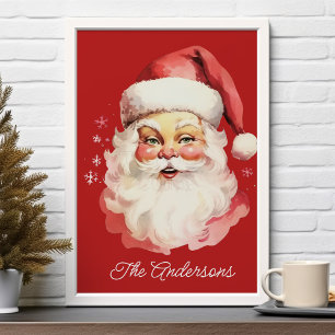Red Vintag Retro Santa Claus Weihnachten Poster
