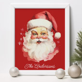 Red Vintag Retro Santa Claus Weihnachten Poster