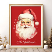 Red Vintag Retro Santa Claus Weihnachten Poster