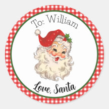 Red Vintag Retro Santa Gift Tag