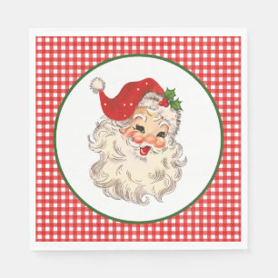 Red Vintag Retro Santa mit Red Kariert Serviette