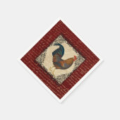Red Vintag Rooster Serviette (Ecke)
