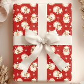Red Vintag Santa Claus Face Geschenkpapier