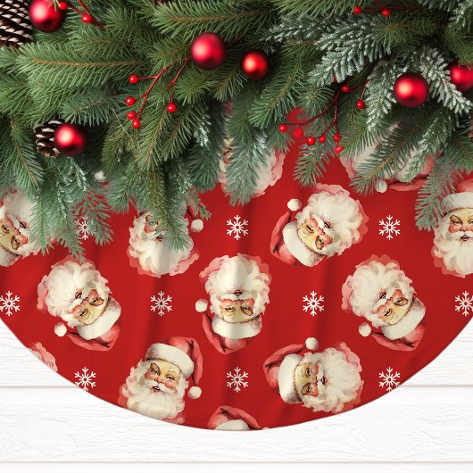 Red Vintag Santa Claus Face Polyester Weihnachtsbaumdecke