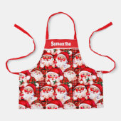 Red Vintag Santa Claus Kariert Weihnachten Kinder Schürze (Vorderseite)