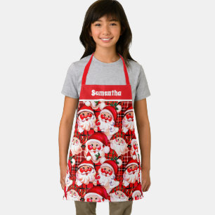 Red Vintag Santa Claus Kariert Weihnachten Kinder Schürze