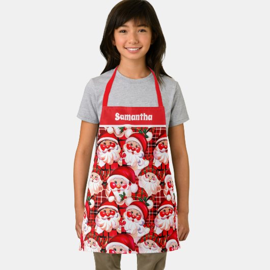 Red Vintag Santa Claus Kariert Weihnachten Kinder Schürze (Insitu)