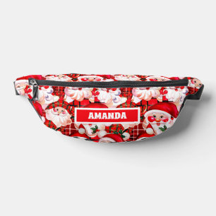 Red Vintag Santa Claus Tartan Karierte Weihnachten Bauchtasche