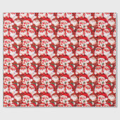 Red Vintag Santa Claus Tartan Karierte Weihnachten Geschenkpapier (Flach)