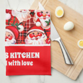 Red Vintag Santa Claus Tartan Karierte Weihnachten Geschirrtuch (Viertel Falte)