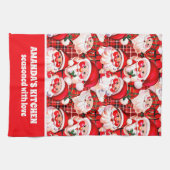 Red Vintag Santa Claus Tartan Karierte Weihnachten Geschirrtuch (Horizontal)