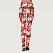Red Vintag Santa Claus Tartan Karierte Weihnachten Leggings (Rückseite)