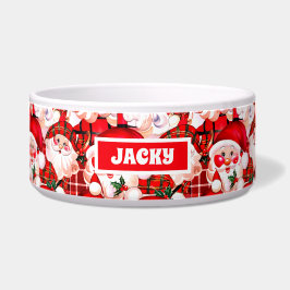 Red Vintag Santa Claus Tartan Karierter Weihnachts Napf