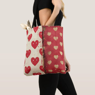 Red Vintag Shabby Chic Hearts Mix Tasche