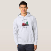 Red Vintag Tractor Weihnachtsbaum Name hinzufügen Hoodie (Vorne ganz)