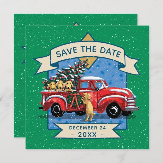 Red Vintag Truck Dog Party Einladung (Vorne/Hinten)