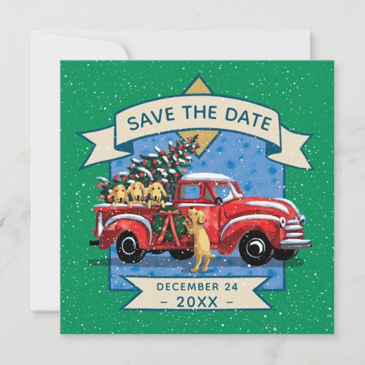 Red Vintag Truck Dog Party Einladung (Vorderseite)