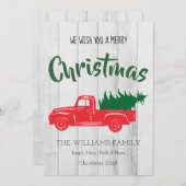 Red Vintag Truck Personalisierte Weihnachtskarte Feiertagskarte (Vorne/Hinten)