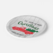 Red Vintag Truck Rustikale Weihnachtsscheibe Pappteller (Schrägansicht)