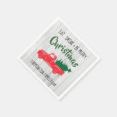 Red Vintag Truck Rustikales Weihnachtsbuch Napkin Serviette (Ecke)