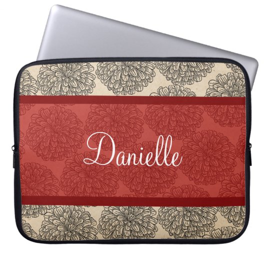 Red Vintag Zinnia Laptop Sleeve (Vorderseite)