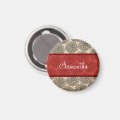 Red Vintag Zinnia Magnet (Vorderseite/Rückseite)