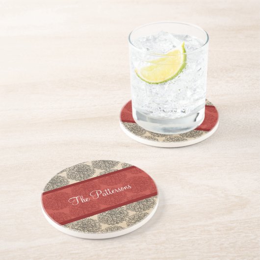 Red Vintag Zinnia Untersetzer (Seite)